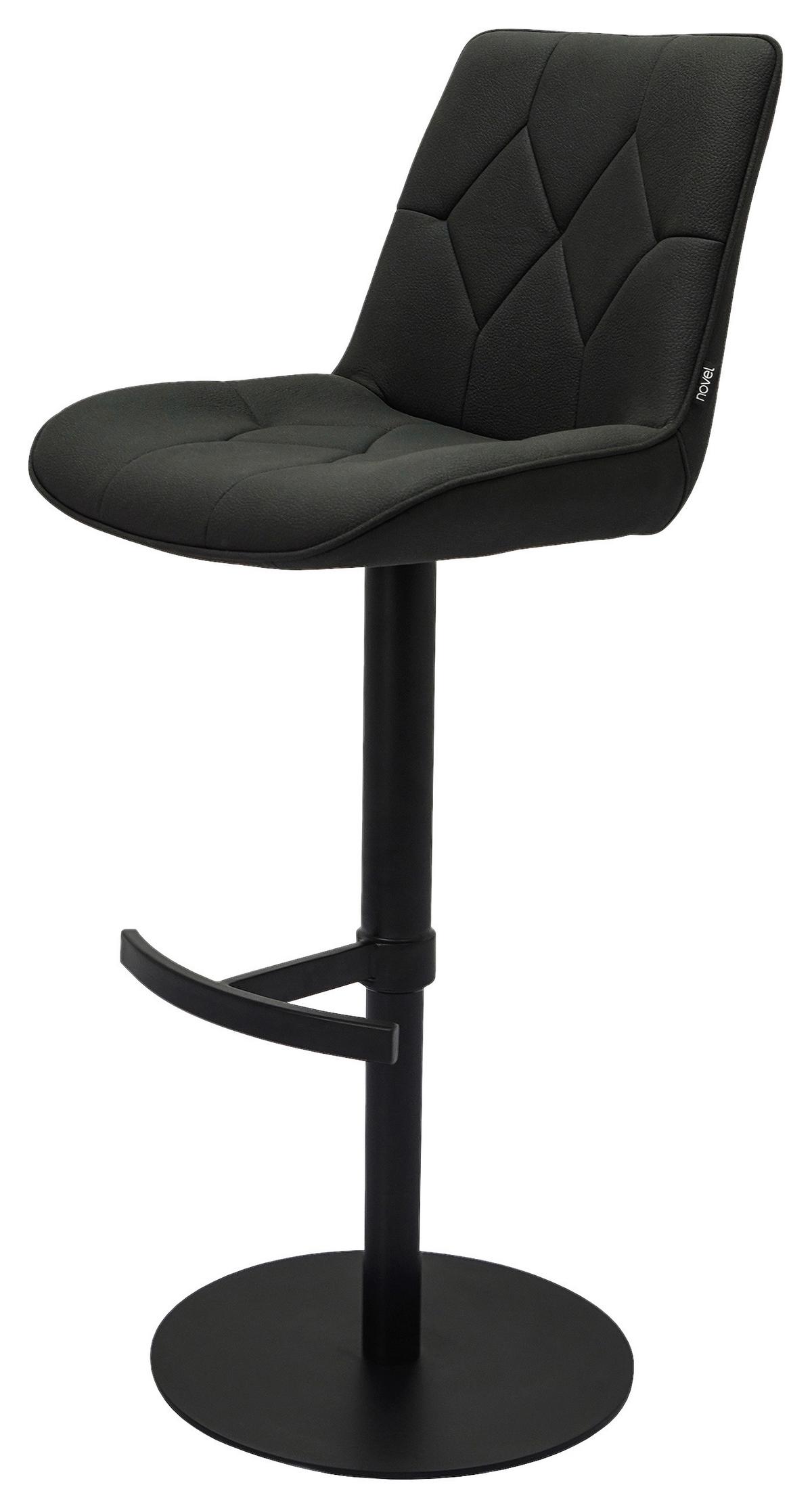 STOŁEK BAROWY HENRY - czarny, Design, metal/tkanina (44/97-114,5/54,5cm) - Novel