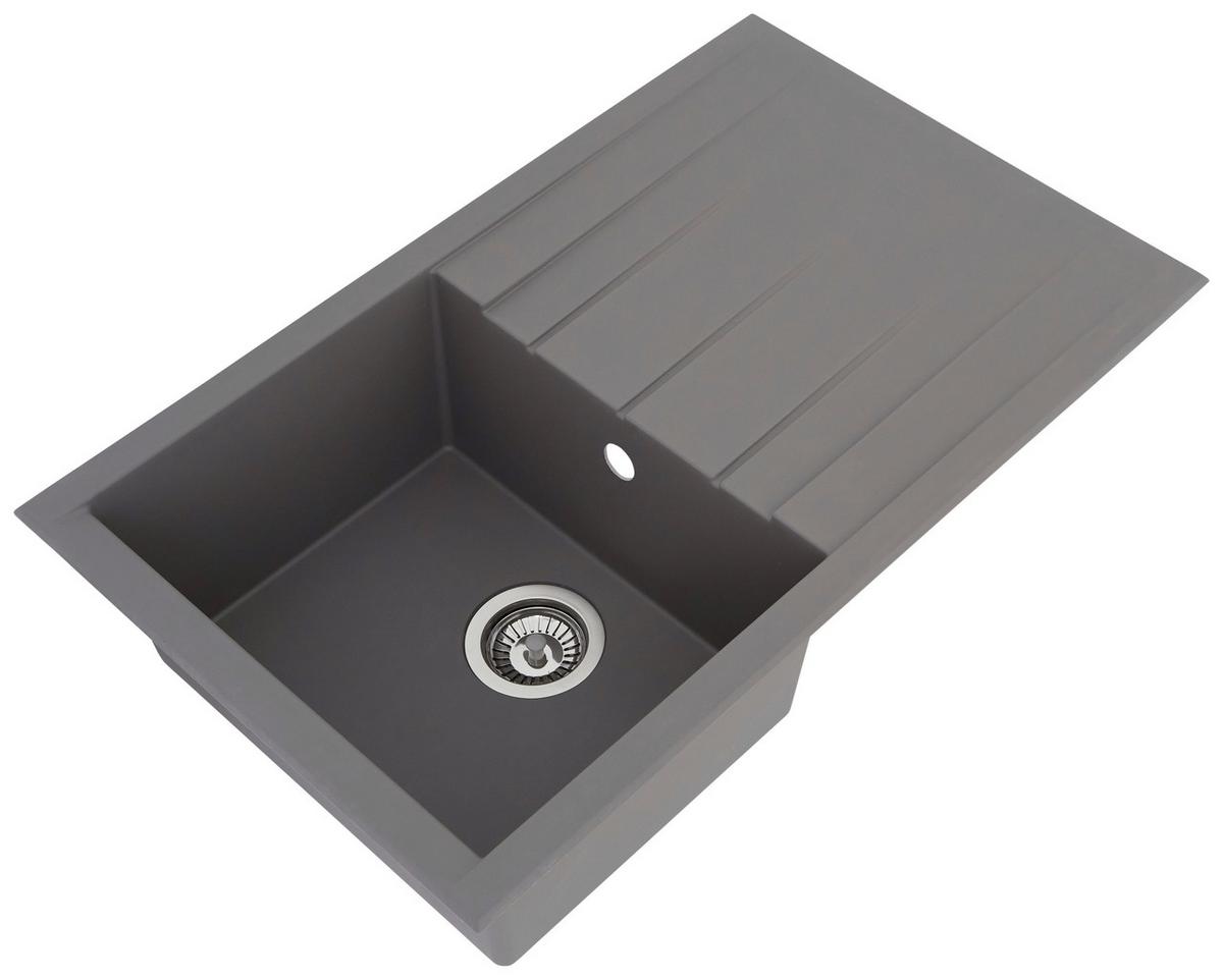 Einbauspüle Houston ca. 80x21x50 cm Grau - Grau, Trend, Glas/Kunststoff (80/21/50cm) - Respekta