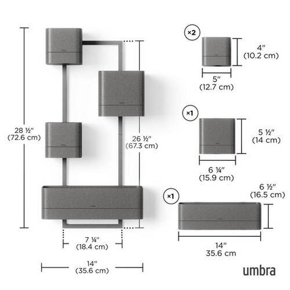 Pflanzentopf Cubiko Schwarz - Schwarz, KONVENTIONELL, Kunststoff/Textil (36/18/72cm) - Umbra