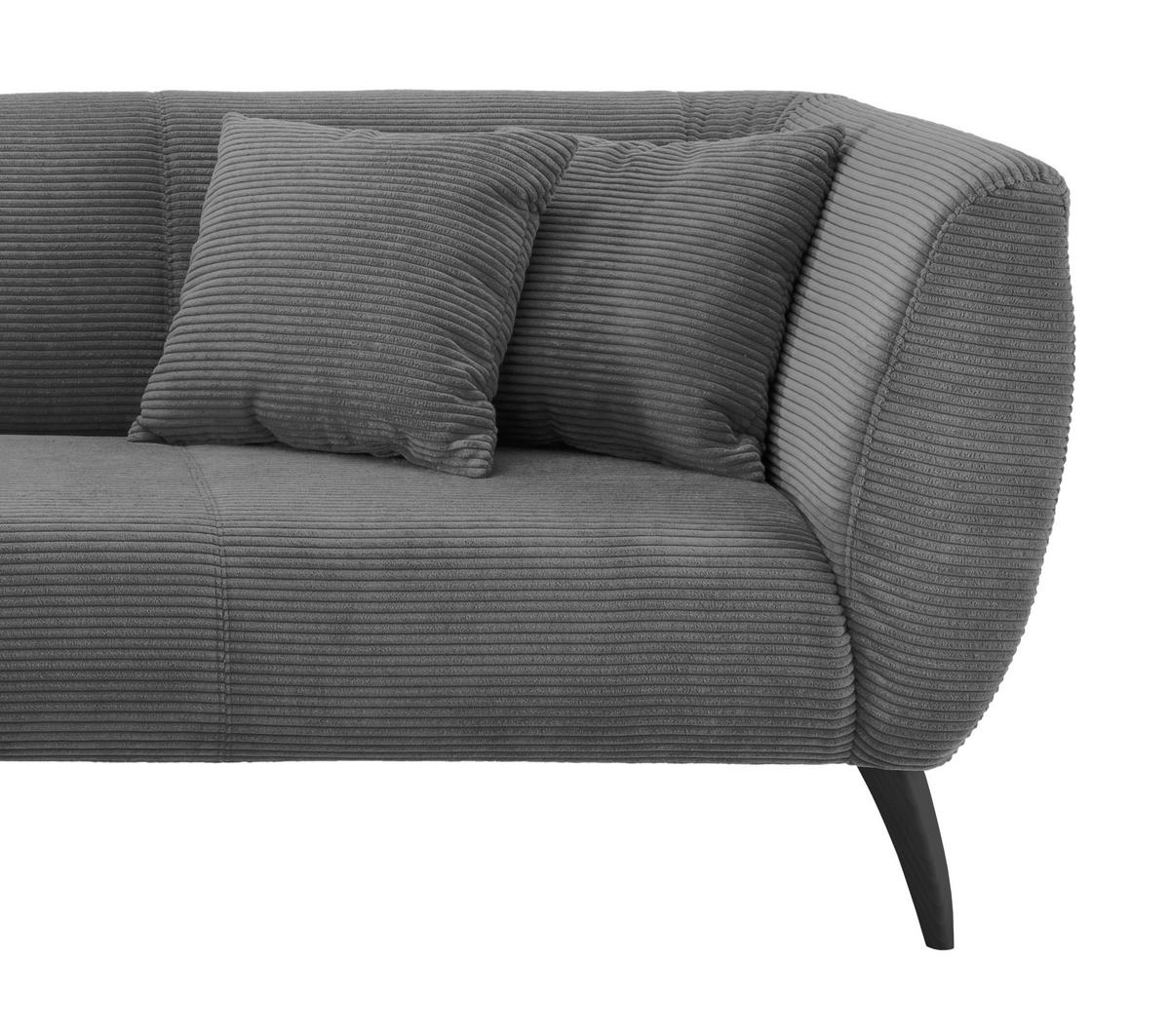 Wohnlandschaft Colori Grau Cord - Schwarz/Grau, MODERN, Holz/Textil (160/264cm) - MID.YOU