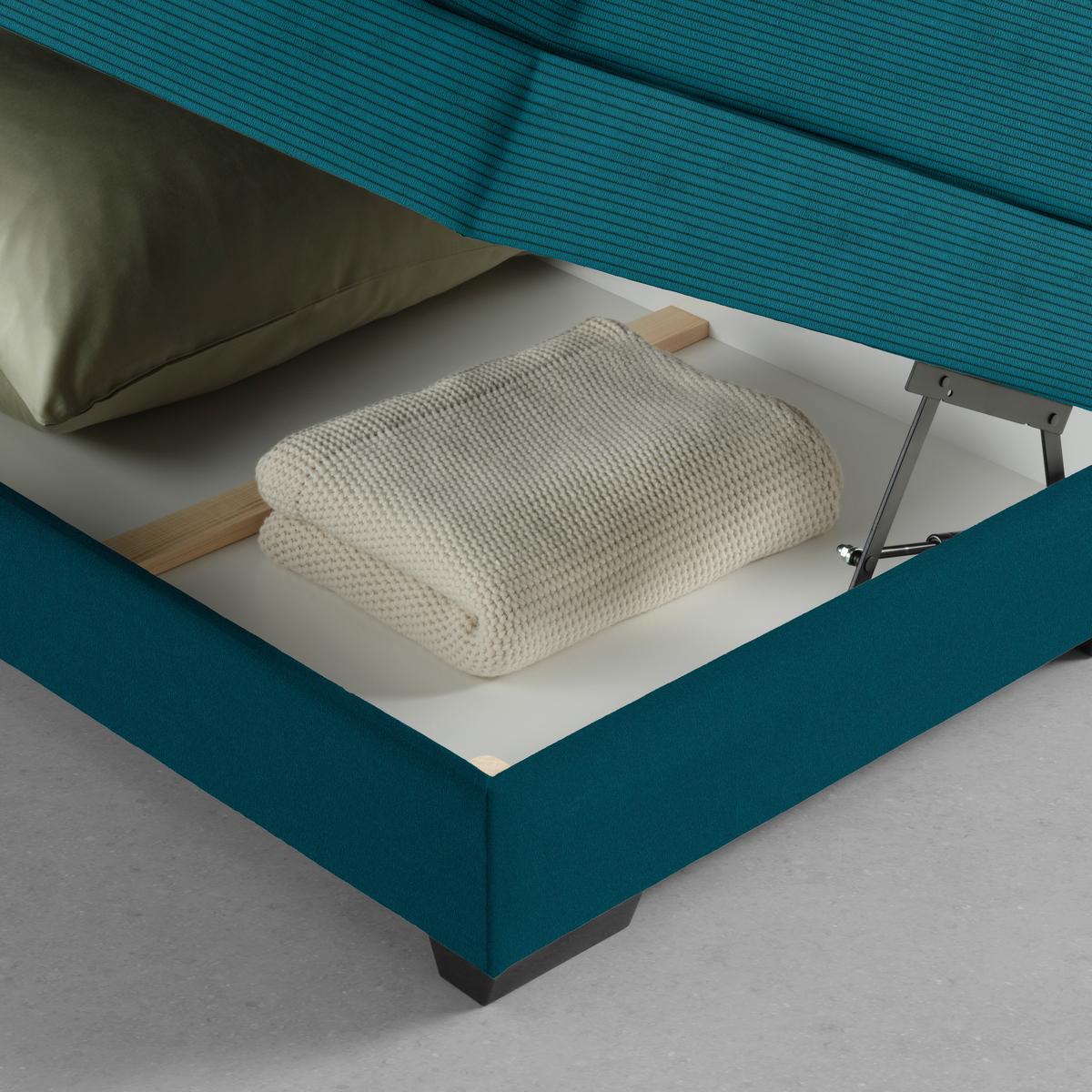 Boxspringbett Sevilla Petrol ca. 180x200cm - Petrol/Schwarz, KONVENTIONELL, Holz/Kunststoff (180/200cm) - Premium Living