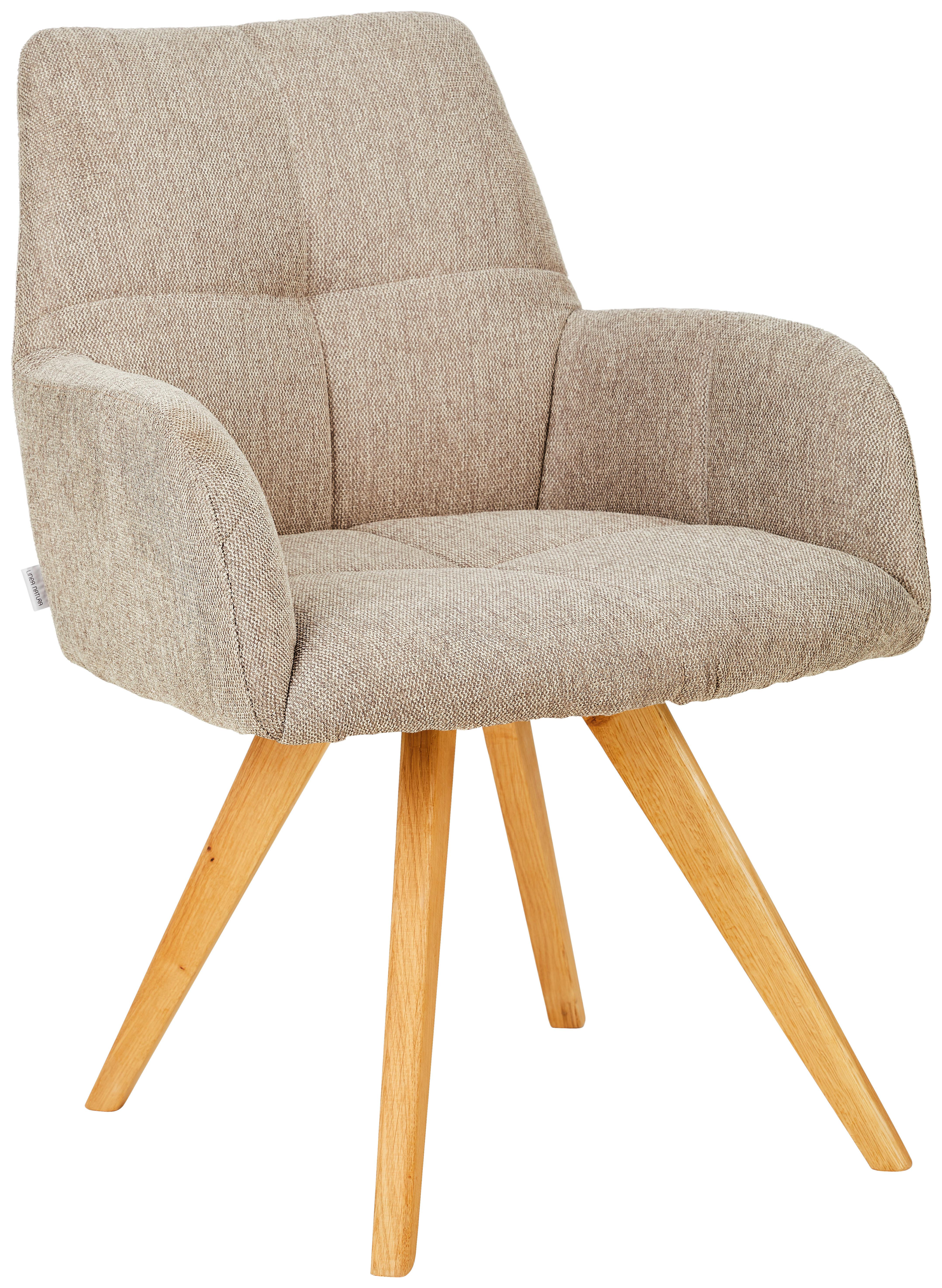 KRZESŁO Z PODŁOKIETNIKAMI PISA - kolor dębowy/taupe, Konventionell, drewno/tkanina (62/87,5/68,5cm) - Linea Natura