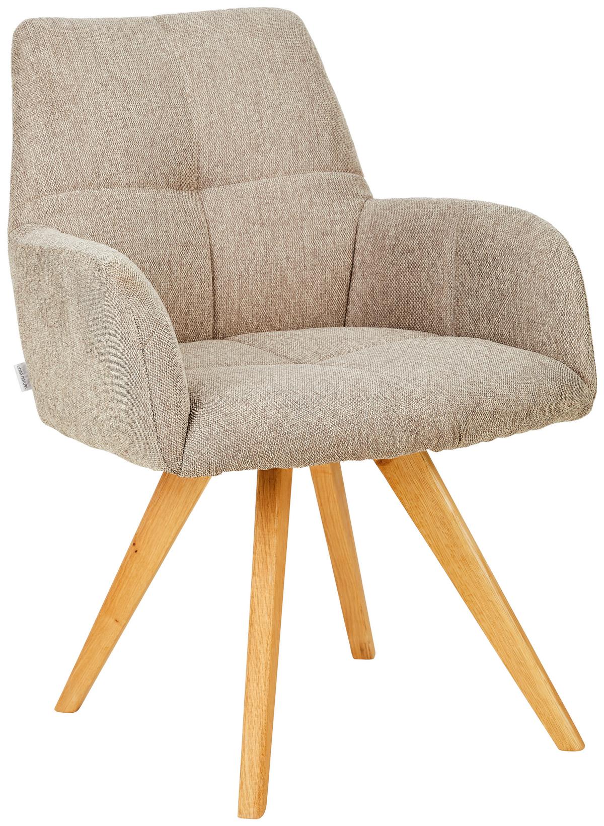 KRZESŁO Z PODŁOKIETNIKAMI PISA - kolor dębowy/taupe, Konventionell, drewno/tkanina (62/87,5/68,5cm) - Linea Natura