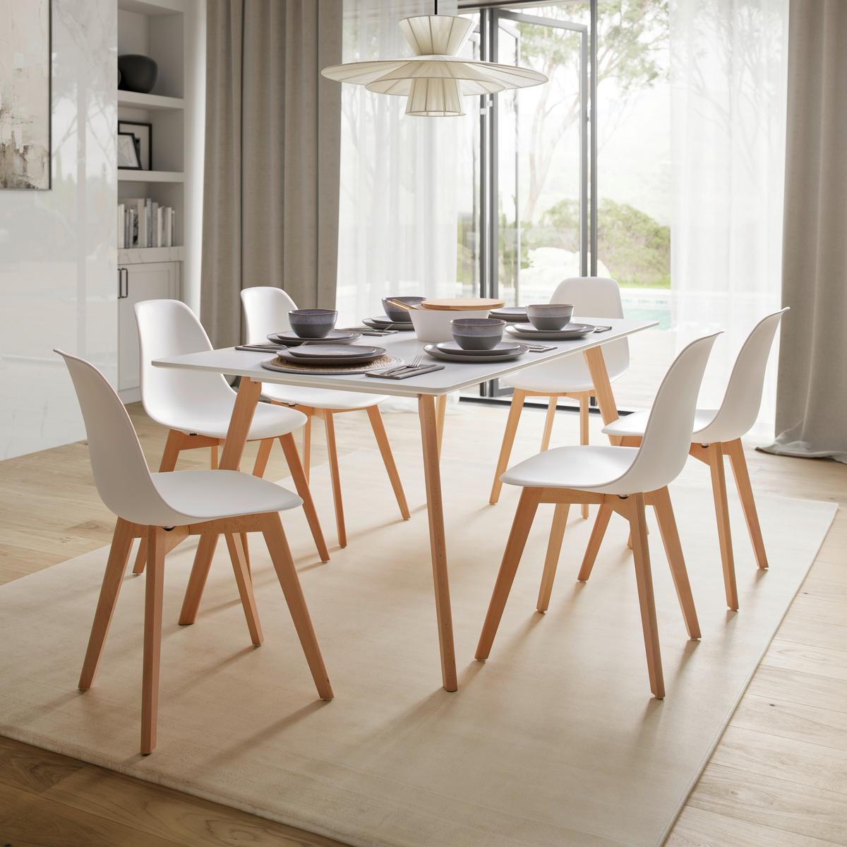 Esstisch Frieda in Holz Buche massiv ca. 160x75 cm - Buchefarben/Weiß, MODERN, Holz/Holzwerkstoff (160/90/75cm) - Bessagi Home