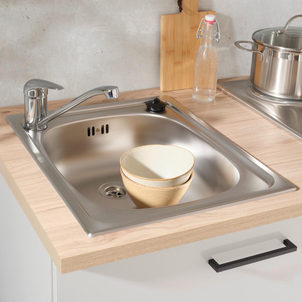 Mini Kuhinjski Blok Levi, S Hladilnikom In Kuhališčem - črna/siva, Moderno, leseni material (150cm) - FlexWell