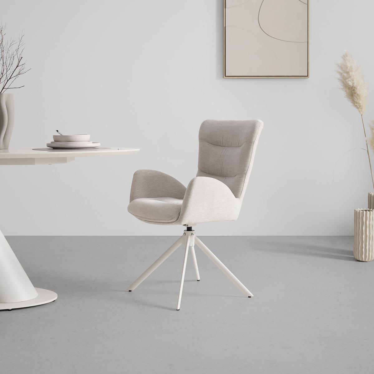 Karosszék Forgatható Stella - bézs, Design, textil/fém (58/91/65cm) - Mömax