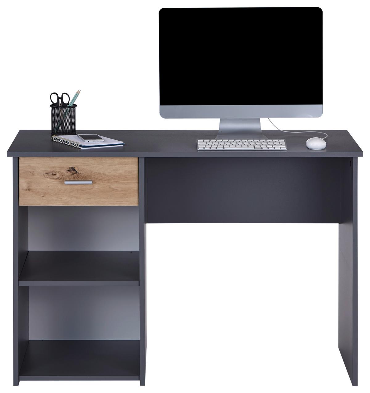 Pisalna Miza Kubek 2, Antracit - barve hrasta/antracit, Moderno, leseni material (110/75/50cm) - Mömax