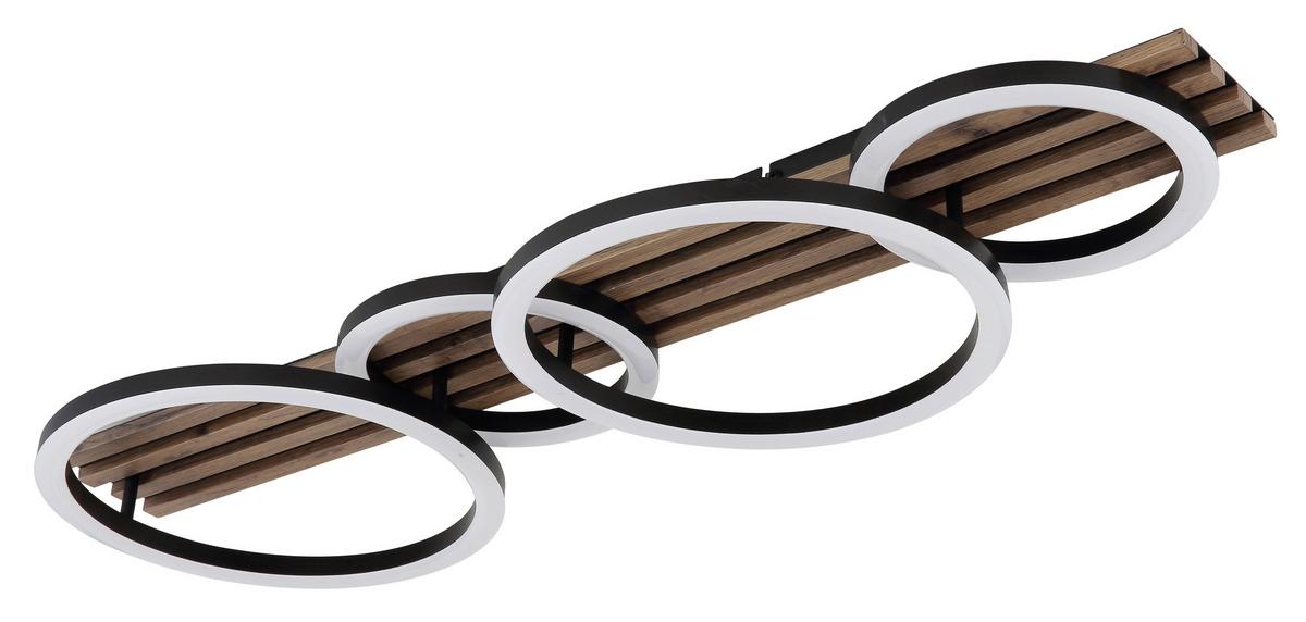 LED-DECKENLEUCHTE 67353D4 TISHA - Weiss/Dunkelbraun, Natur, Holzwerkstoff/Kunststoff (86/30/9,5cm) - Globo