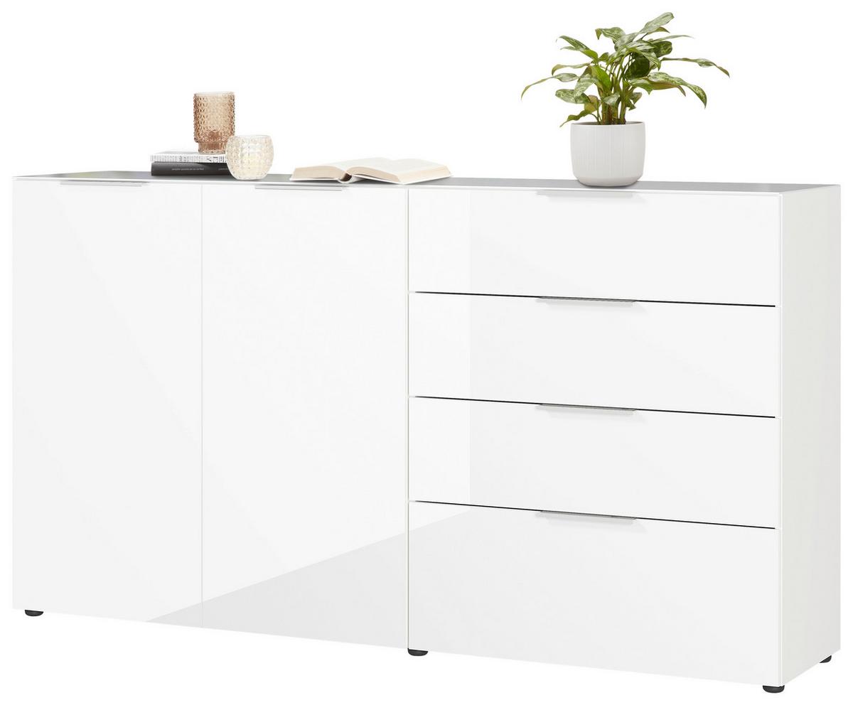 KOMODA SZEROKA OAKLAND - biały/czarny, Modern, materiał drewnopochodny/tworzywo sztuczne (184/102/42cm) - Premium Living