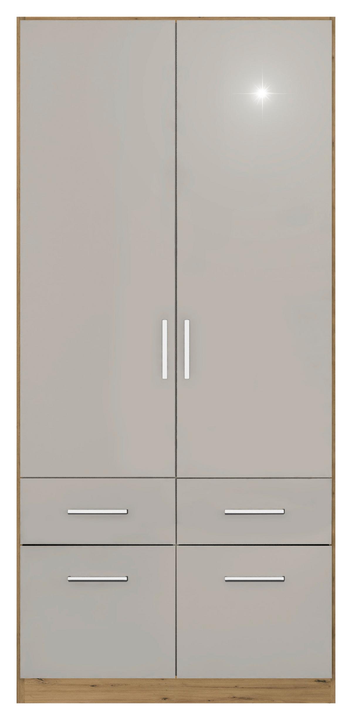 Omara Berlin, Bela, Hrast - barve kroma/siva, Moderno, umetna masa/leseni material (91/210/54cm) - Rauch Möbel