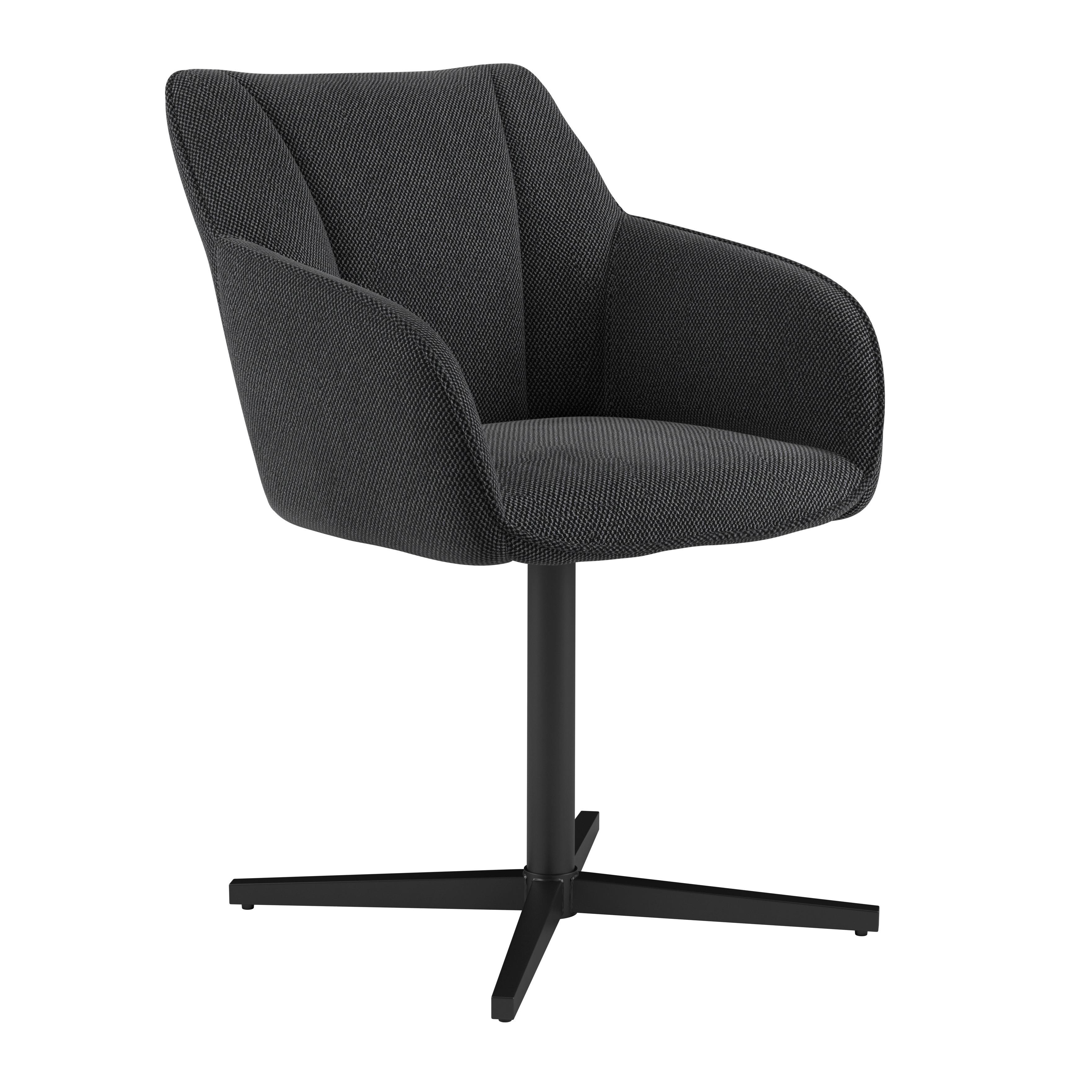 Stol Rosina, Črna, Vrtljiv - črna, Moderno, kovina/tekstil (56/84/60cm)