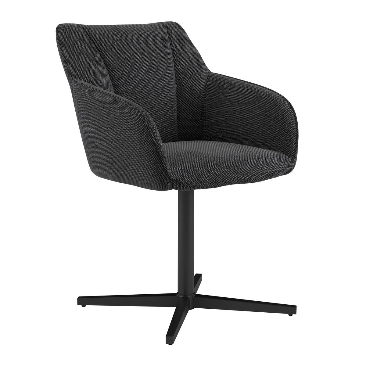 Stol Rosina, Črna, Vrtljiv - črna, Moderno, kovina/tekstil (56/84/60cm)