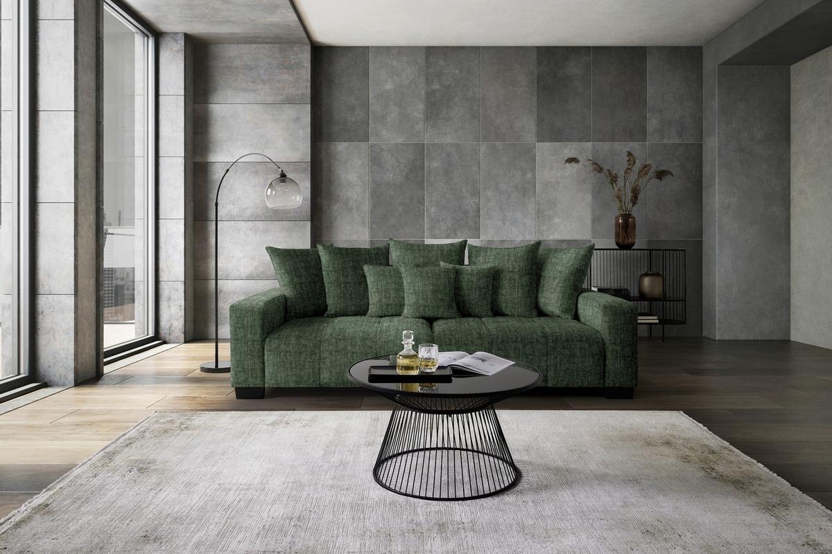 Bigsofa Matteo Olivgrün - Schwarz/Olivgrün, Modern, Holz (246/93/124cm) - Based