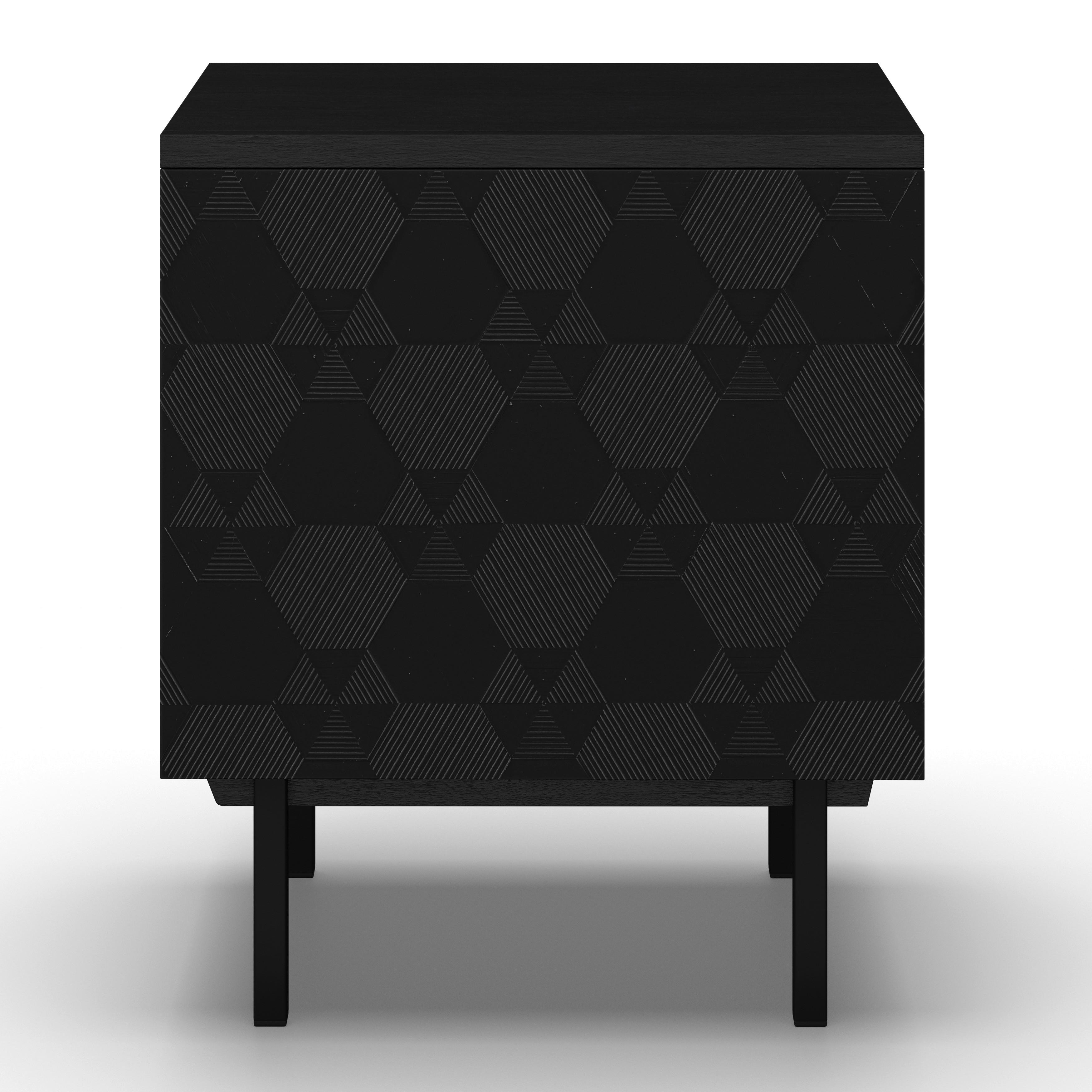 Nachtkästchen Roma ca. 48x56 cm MDF Schwarz - Schwarz, MODERN, Holz/Metall (48/56/38cm) - Bessagi Home