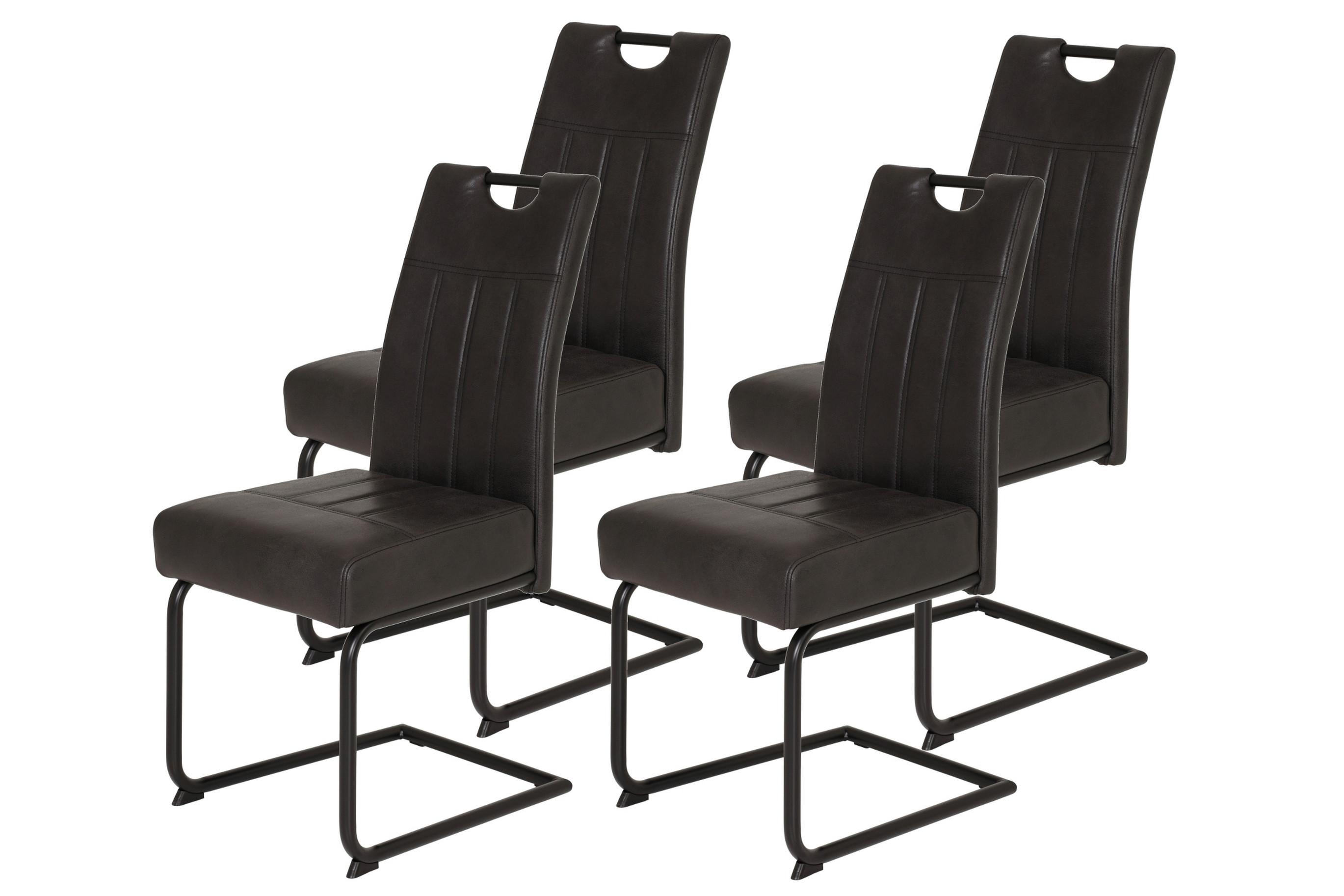 Schwingstuhl-Set Betty S 4er-Set ca. 43x99 cm Anthrazit - Anthrazit/Schwarz, MODERN, Textil/Metall (43/61/99cm) - MID.YOU