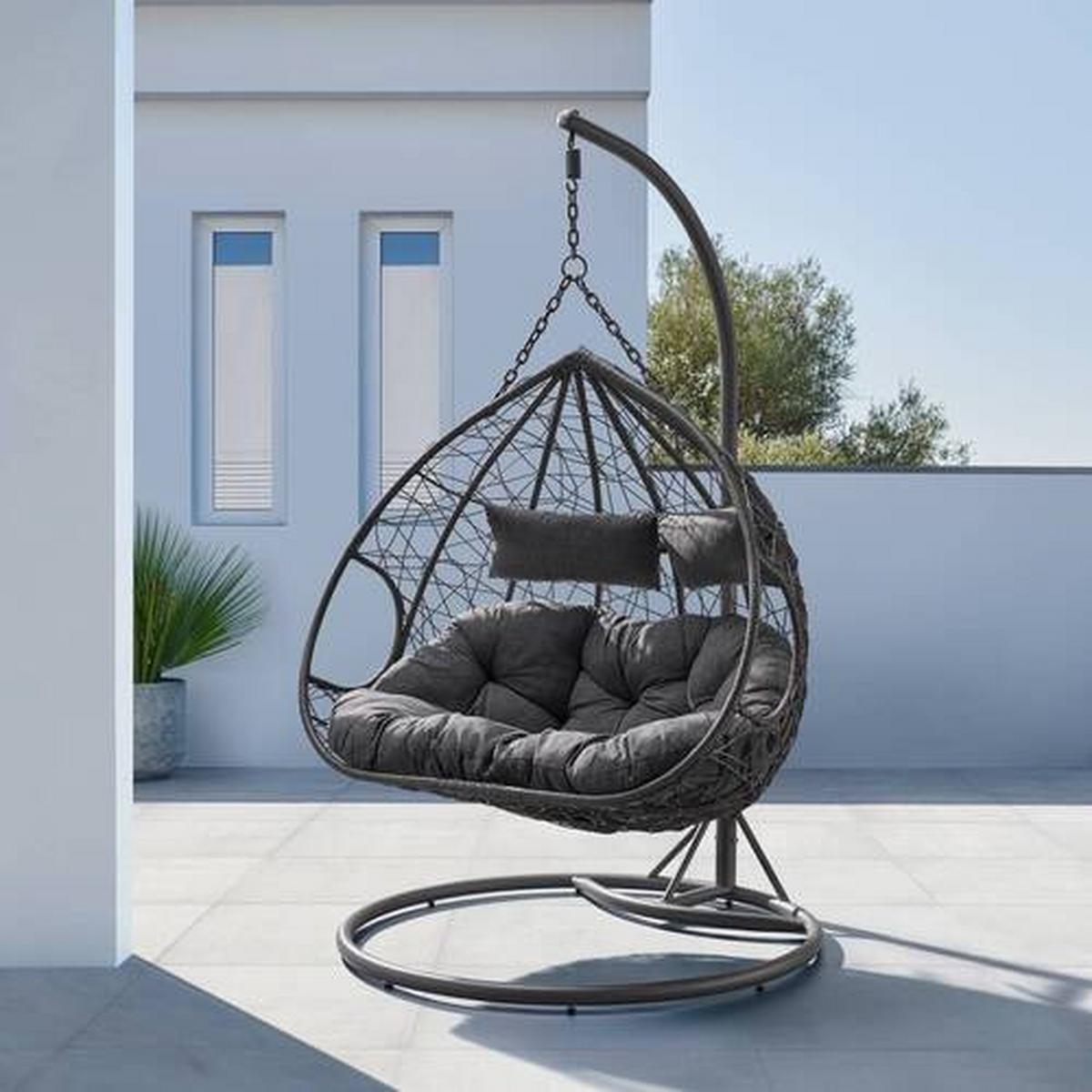 Fotoliu suspendat Enea - gri, Modern, plastic/metal (133/205/120cm) - Bessagi Garden