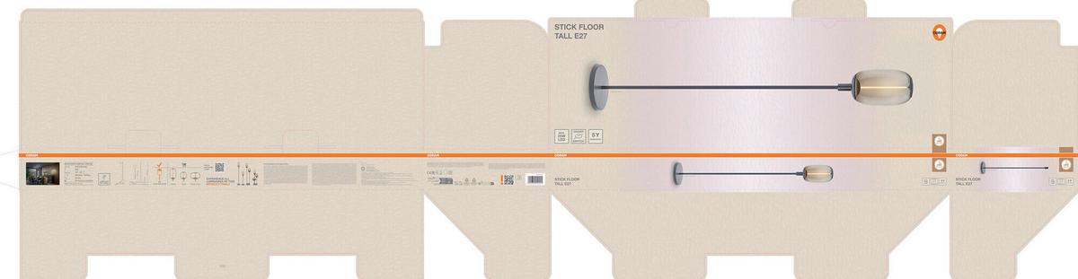 LAMPA STOJĄCA DCR STICK FLOOR TALL 1XE27 DG - ciemnoszary, Basics, metal (26/146cm) - Osram