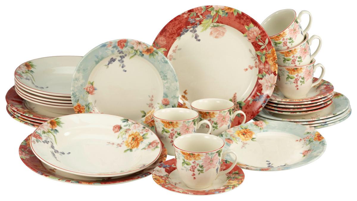 Kombinirani Servis Crimson Bunt, 30-Delni - večbarvno, Basics, keramika - Creatable