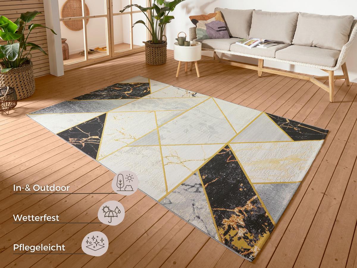 Outdoorteppich Noble Multicolor ca. 240x340cm - Goldfarben/Schwarz, Design, Kunststoff (240/340cm)