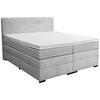 Boxspringbett Malaga ohne Fußteil Grau ca. 180x200cm - Silberfarben/Hellgrau, KONVENTIONELL, Holzwerkstoff/Kunststoff (180/200cm) - Premium Living