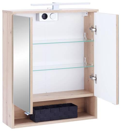 Element S Ogledalom Fresh - hrast Artisan/boje kroma, Konvencionalno, staklo/drvni materijal (60/75/20cm) - Modern Living