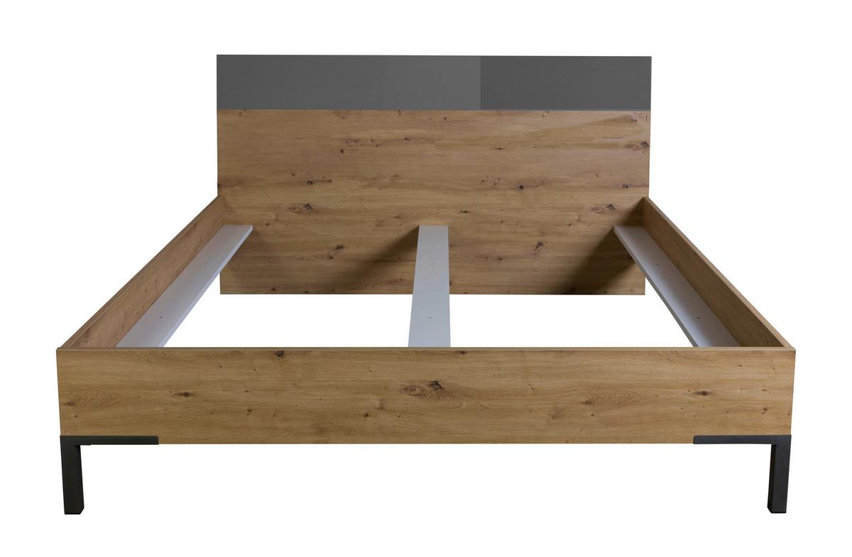 Krevet Sposami - siva visoki sjaj/antracit, Moderno, pločasti materijal (180/200cm) - Premium Living