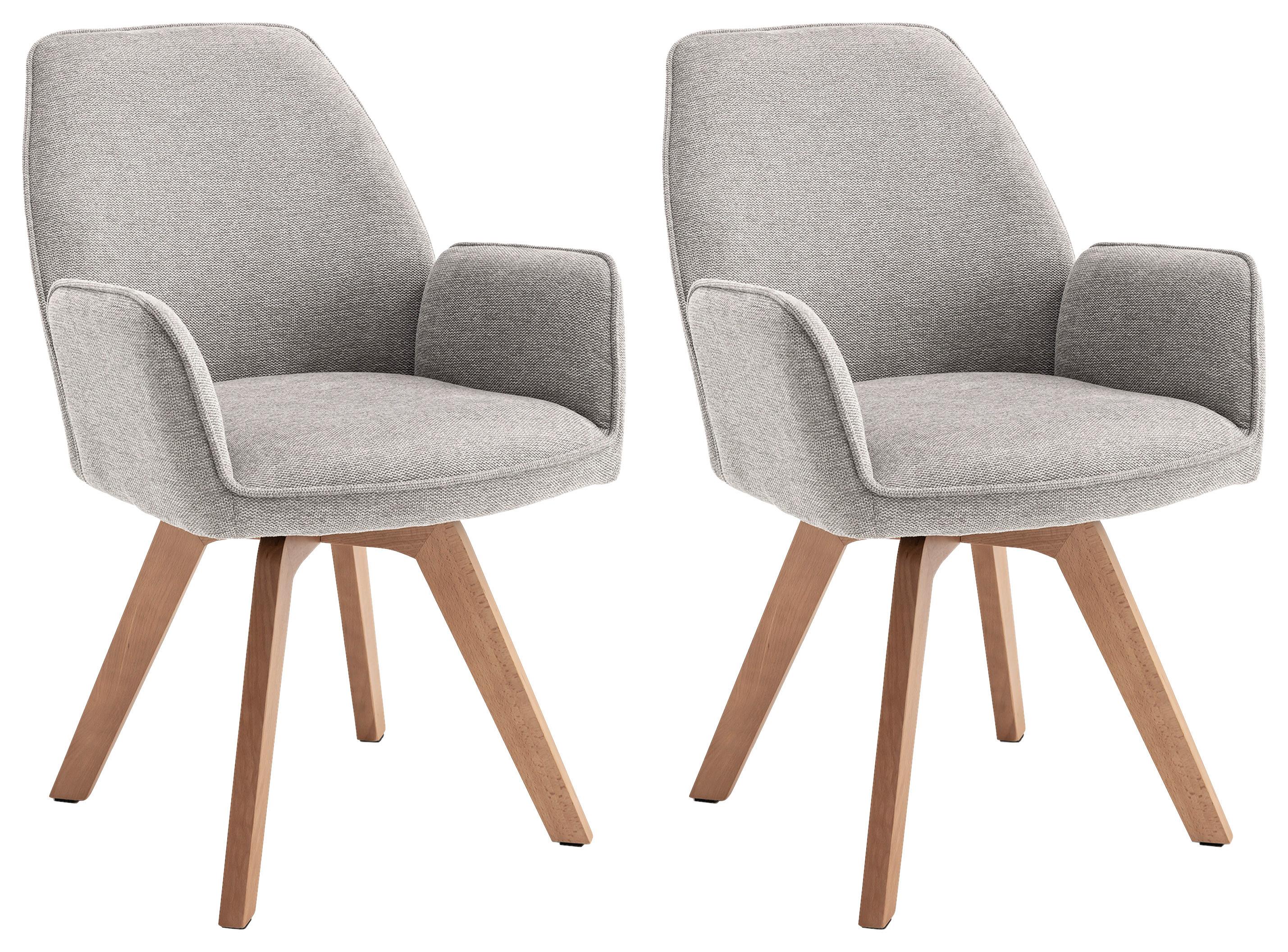 STUHL-SET TONY - Buchefarben/Hellgrau, MODERN, Holz/Textil (57/89/61cm) - MID.YOU