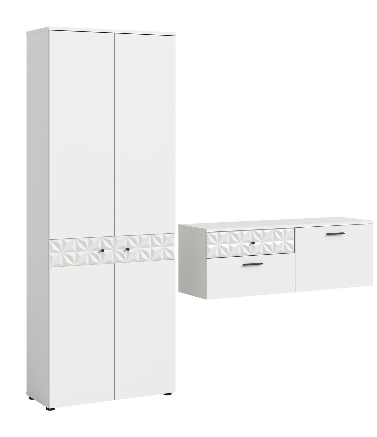 Predsoba Prisma, Bela, 2-Delna - bela, Design, leseni material (195/192/34cm) - MID.YOU