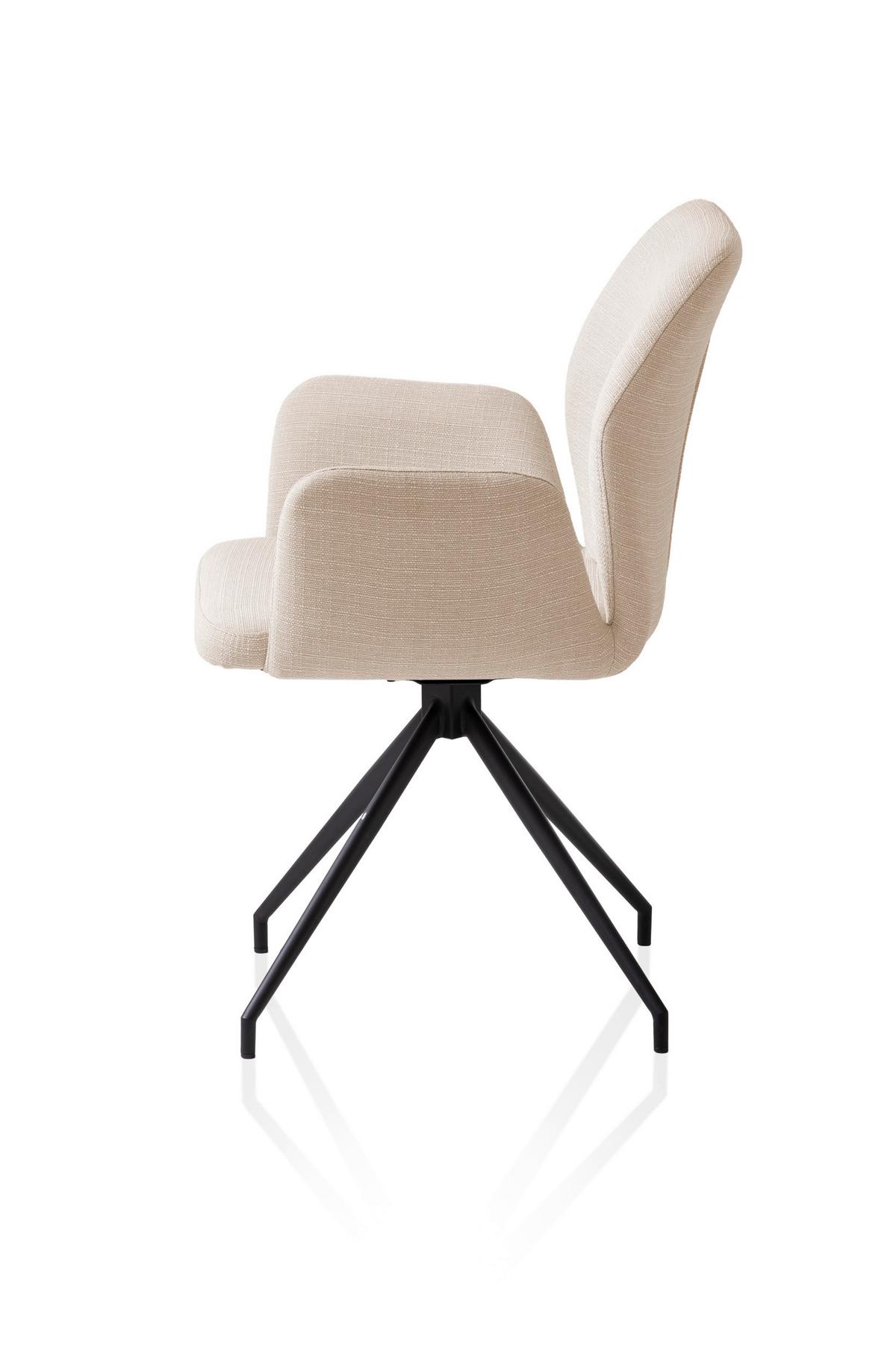 Naslanjač Hilda, Bež, Vrtljiv - črna/bež, Moderno, kovina/tekstil (59/88/58cm) - Livetastic