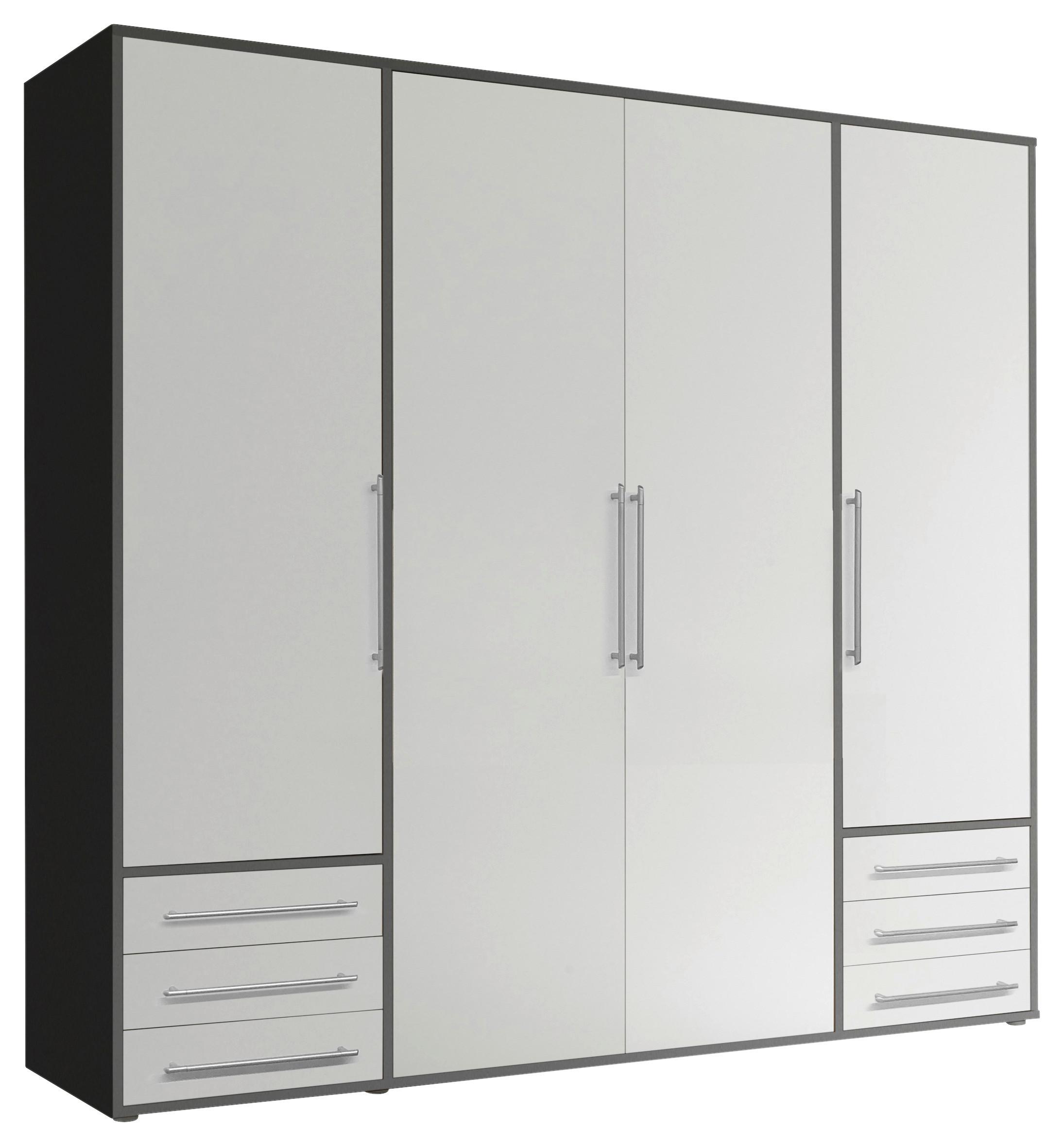 Omara S Klasičnimi Vrati Lyss, Bela, Grafit, 206 Cm - srebrne barve/bela, Moderno, umetna masa/leseni material (206/194/58cm) - Modern Living
