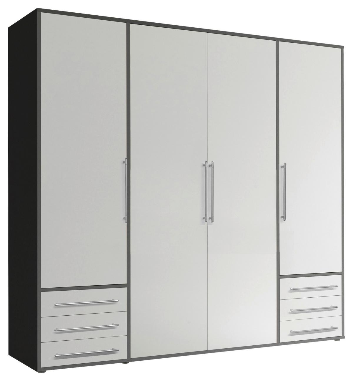 Omara S Klasičnimi Vrati Lyss, Bela, Grafit, 206 Cm - srebrne barve/bela, Moderno, umetna masa/leseni material (206/194/58cm) - Modern Living