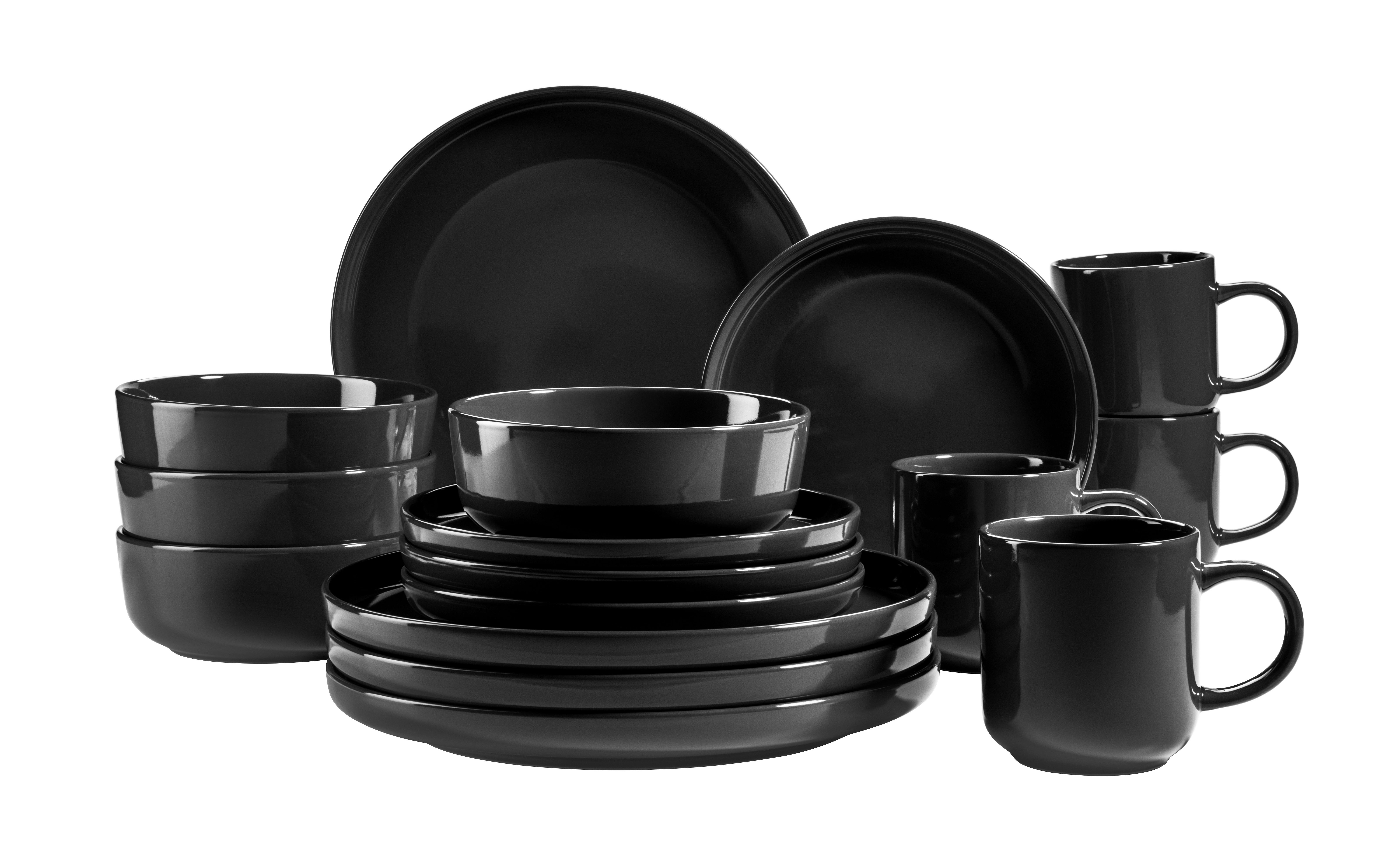 Kombiservice 931961 Schwarz Postsicher - Schwarz, Basics, Keramik (32/31,5/30cm) - Mäser