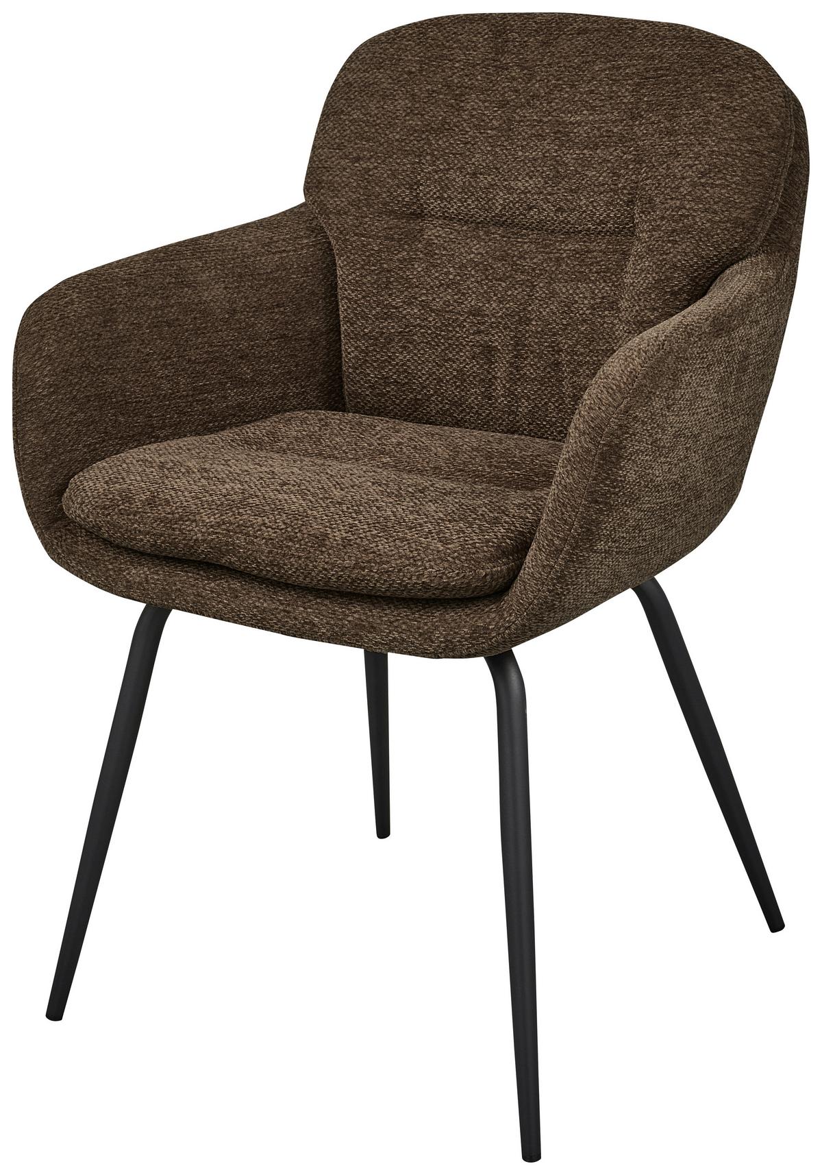 ARMLEHNSTUHL-SET Runa Braun B: 57cm - Schwarz/Braun, MODERN, Textil/Metall (57/82/59cm) - Livetastic