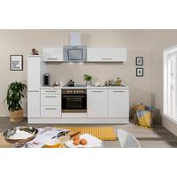 Küchenzeile Weiß Hochglanz mit Geräte B: ca. 240 cm - Alufarben/Weiß, KONVENTIONELL, Holzwerkstoff (240cm) - Respekta