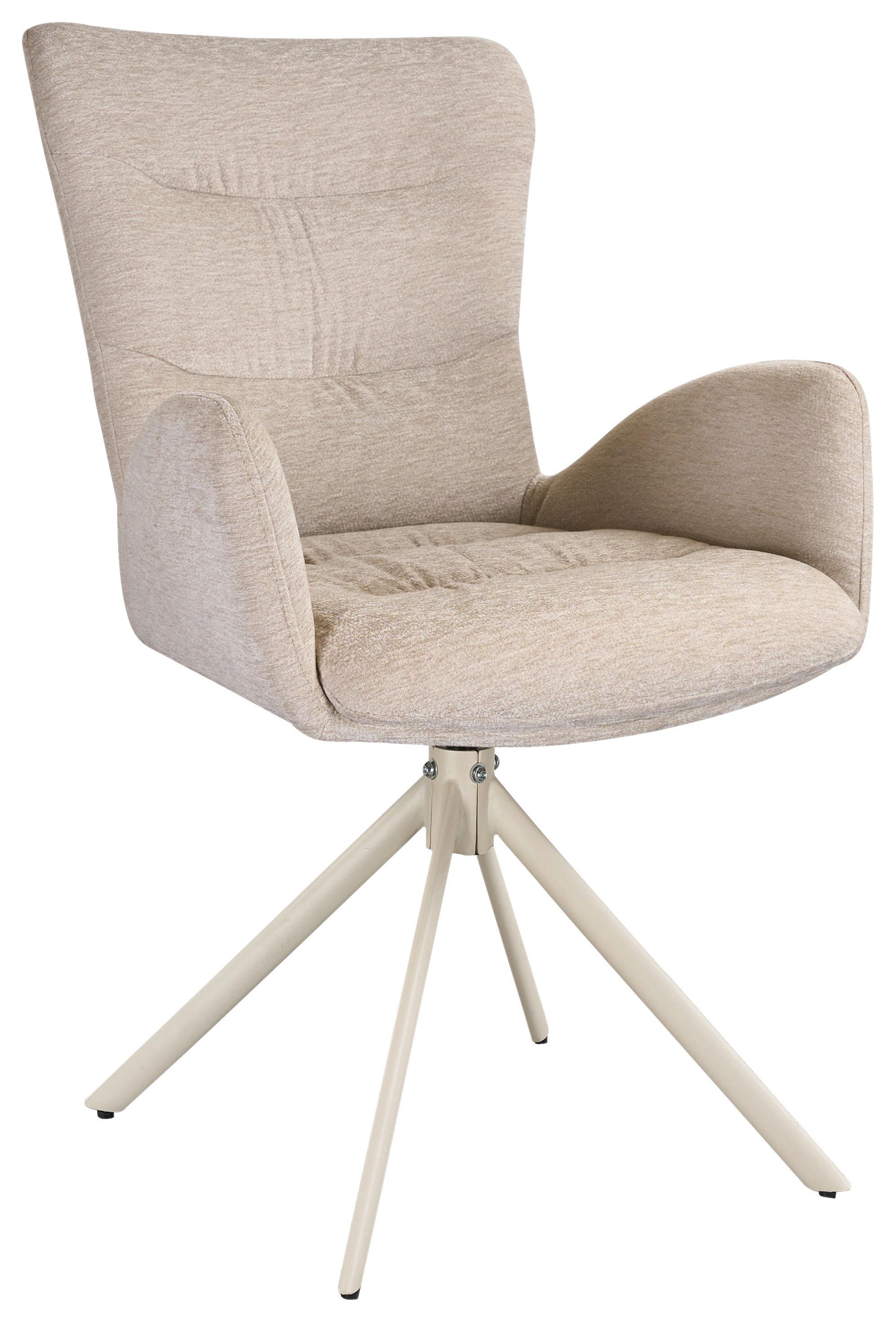 Armlehnstuhl Stella Beige - Beige, Design, Textil/Metall (58/91/65cm) - Mömax