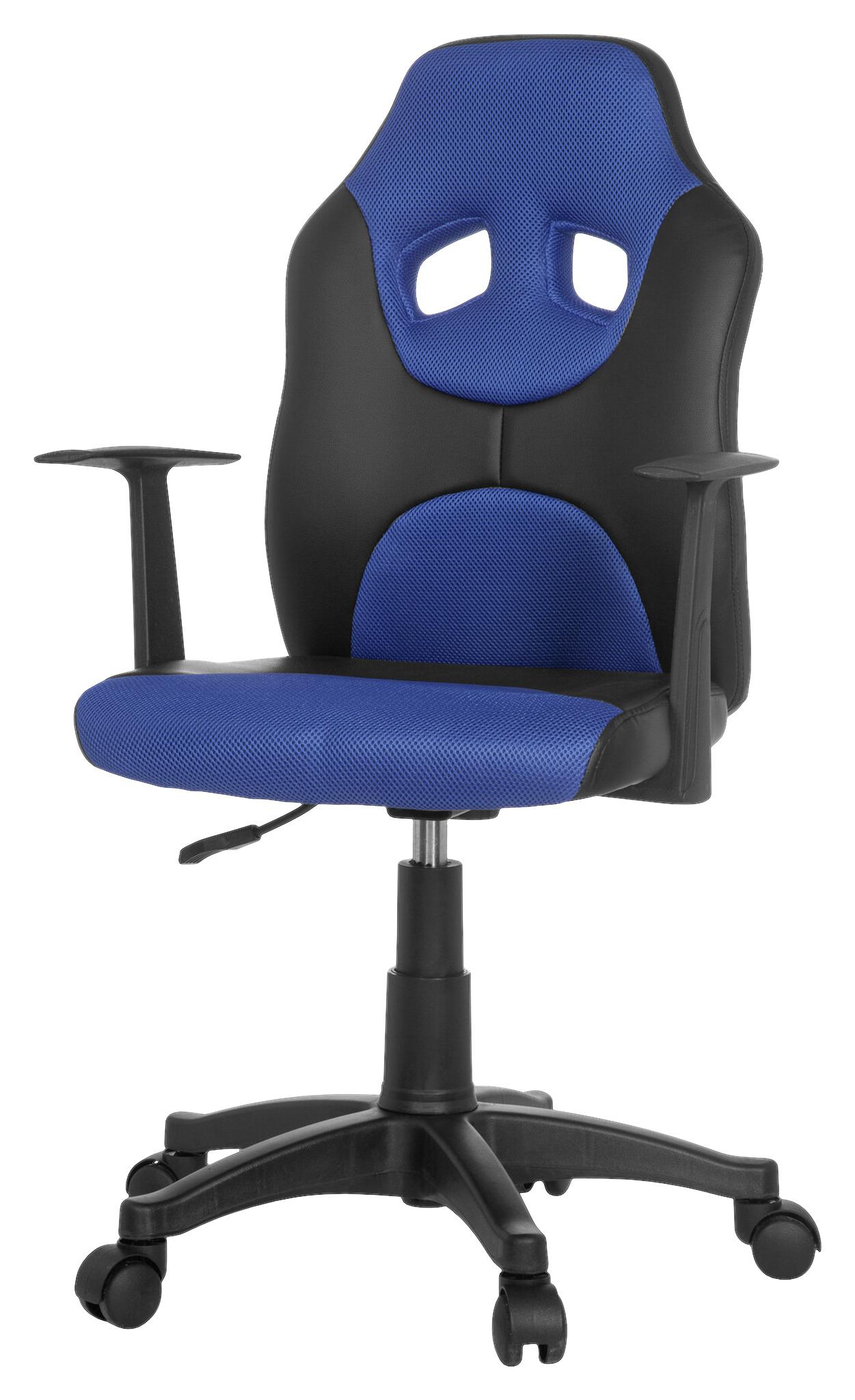 Jugenddrehstuhl Kid Racer ca.54x90-100x48cm Blau,Schwarz - Blau/Schwarz, Basics, Kunststoff (54/90-100/48cm) - MID.YOU