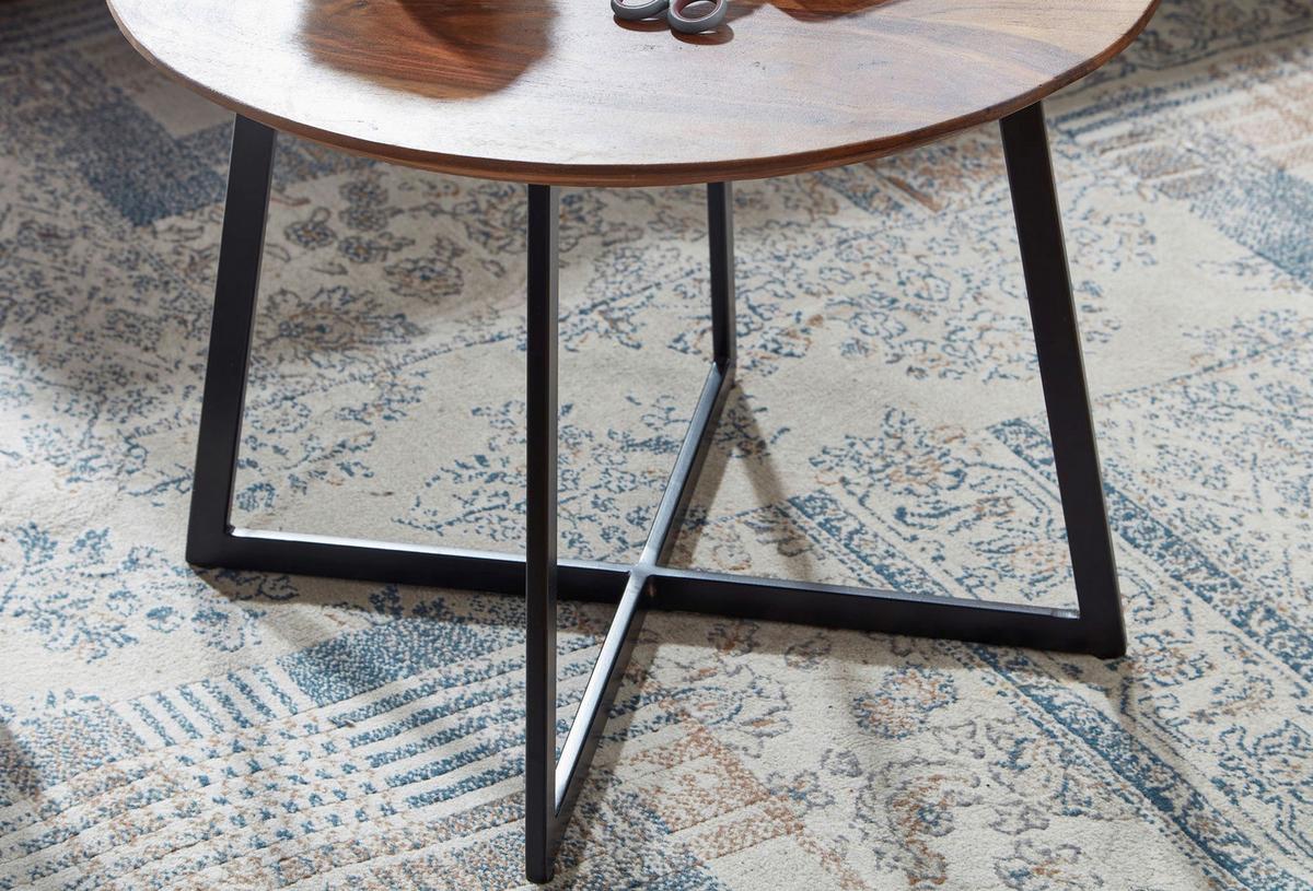 Klubska Miza Wohnling - črna/barve indijskega rožnega lesa, Moderno, kovina/les (60/60/45cm) - MID.YOU