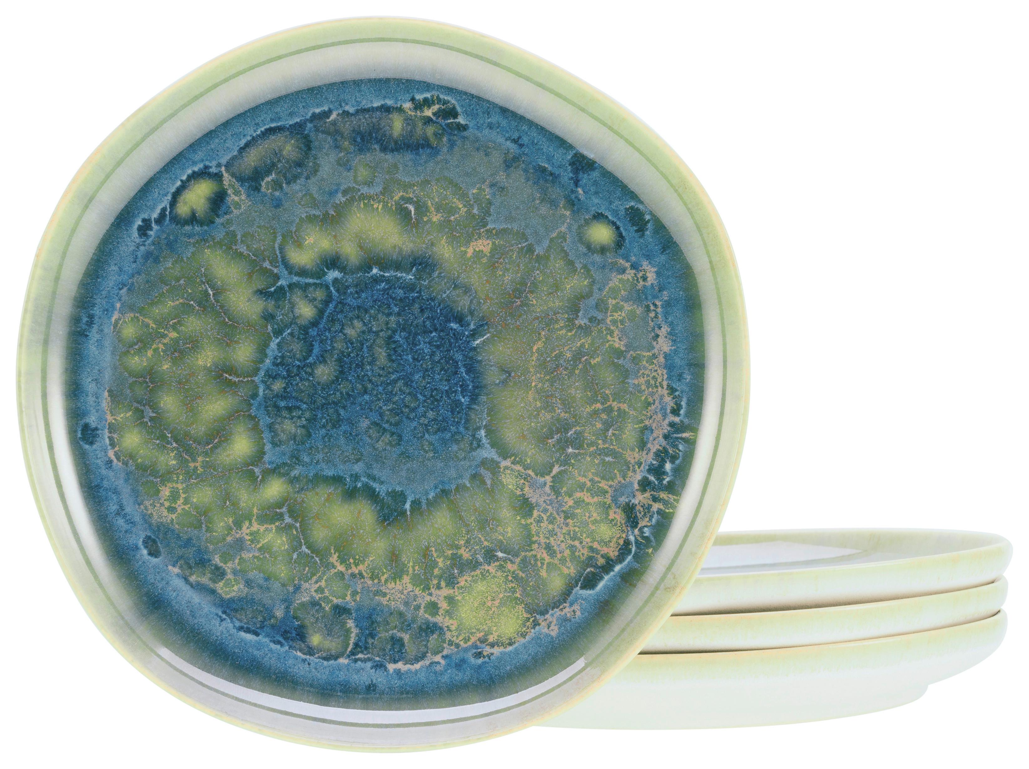 Set Desertnih Krožnikov Yuki Uno, 4-Delni - modra/zelena, Basics, keramika (22cm) - Creatable