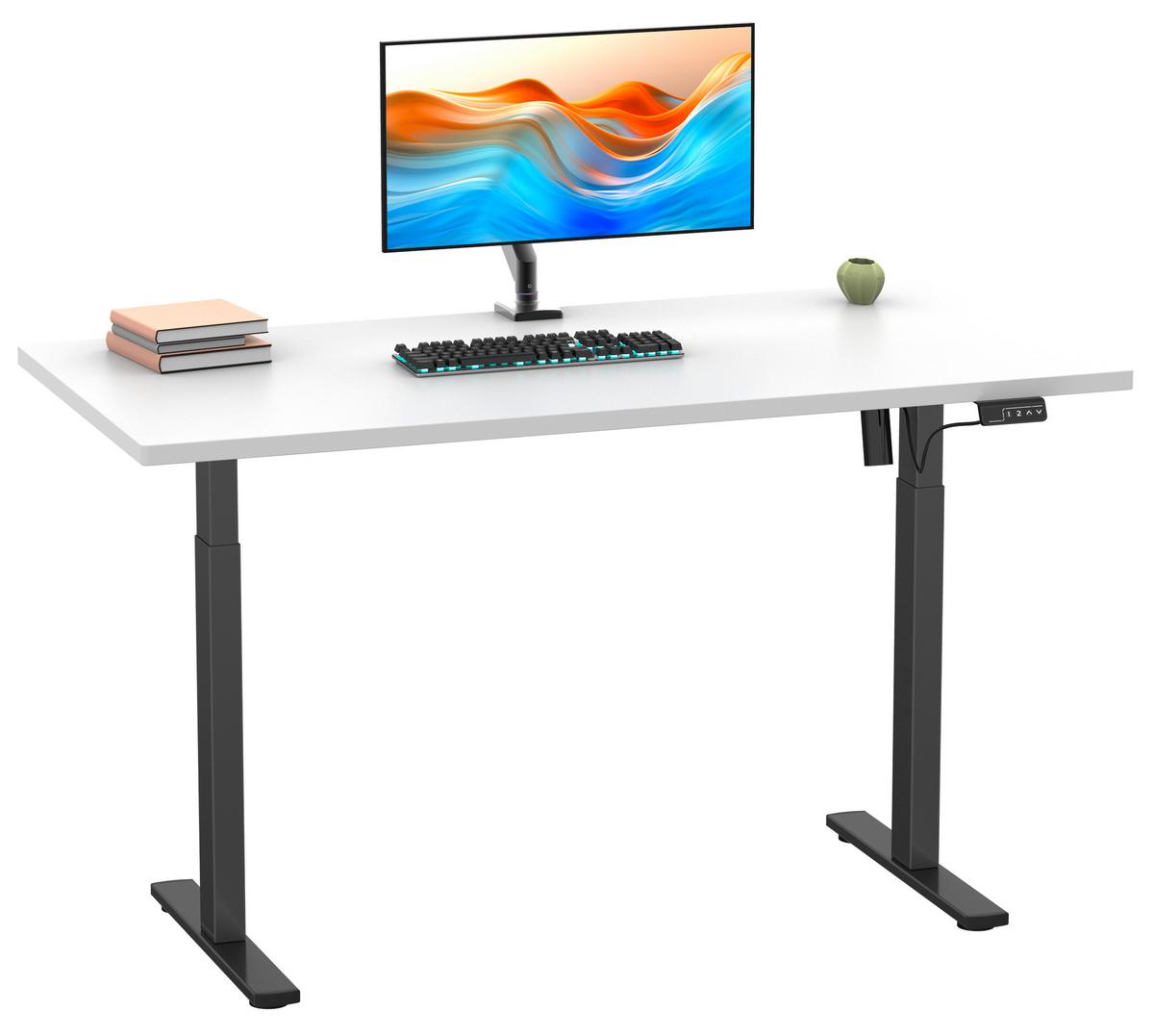 SCHREIBTISCH E-LONA - Weiss/Silberfarben, Design, Holzwerkstoff/Metall (140/71/80cm) - MID.YOU