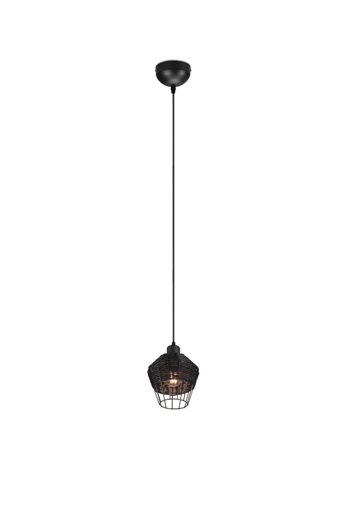 Pendelleuchte Borka Schwarz max. 40 Watt - Schwarz, ROMANTIK / LANDHAUS, Holz/Metall (17,5/150cm)