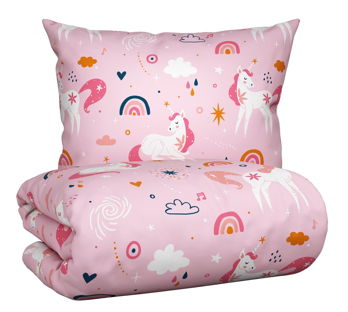 Kinderbettwäscheset EINHORN - Hellrosa, Textil (160/210cm) - Mömax