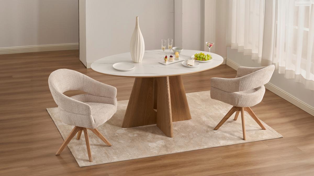 Jedilna Miza Otis, Barva Hrasta, Bela, 160x90 - barve hrasta/bela, Moderno, kamen/leseni material (160/90/75cm) - Livetastic