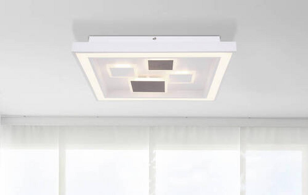 Stropna Led-svetilka Nolo, S Sijalko - bela/opal, Design, kovina/umetna masa (48/48/7cm) - Globo