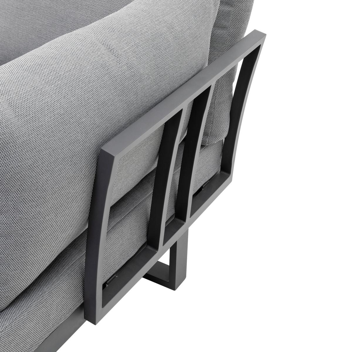 Loungegarnitur 3-tlg. Samara Holz/Metall/Textil mit Kissen - Anthrazit/Grau, Basics, Holz/Textil (253/70/175cm) - Gardenson