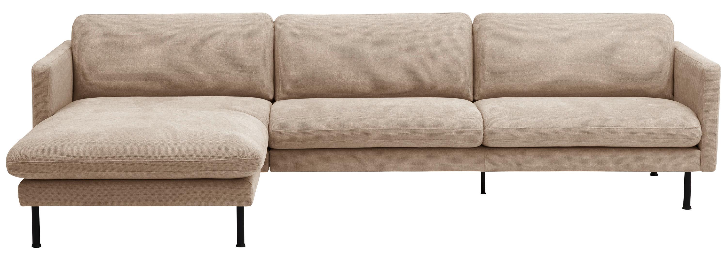 Ecksofa Nathan in Beige Flachgewebe - Beige/Schwarz, MODERN, Textil/Metall (160/286cm) - Max Winzer