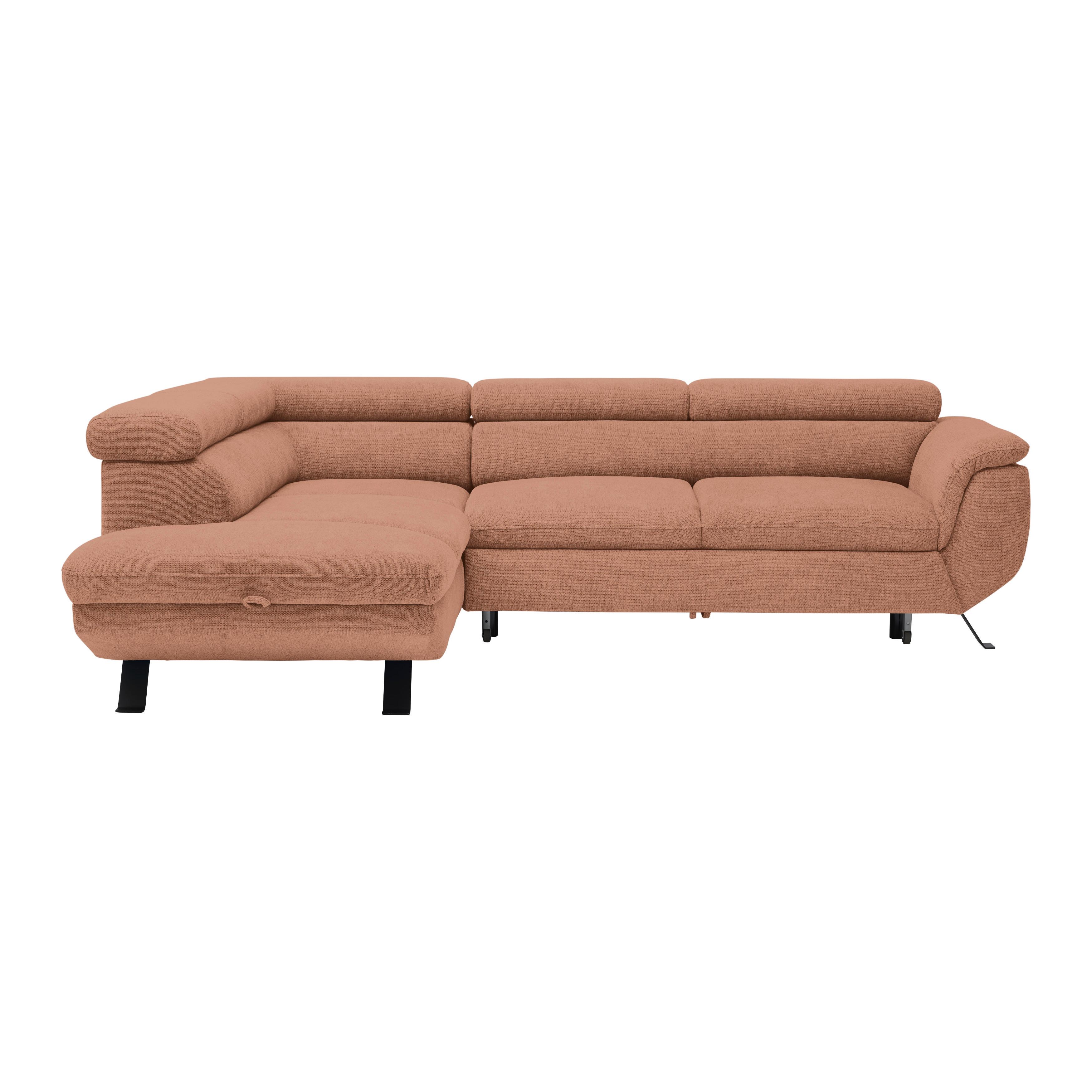 Ecksofa Raven Aprikose - Aprikose/Schwarz, MODERN, Textil/Metall (198/257cm) - Mömax