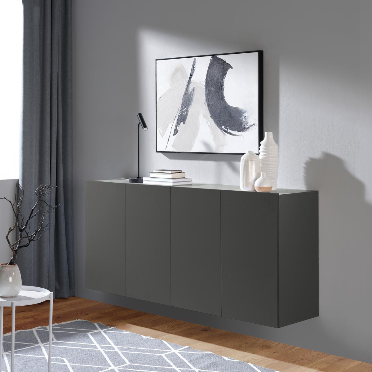 KOMODA SZEROKA NEWNIQ - antracytowy, Design, materiał drewnopochodny (180/80/42cm) - Hom`in