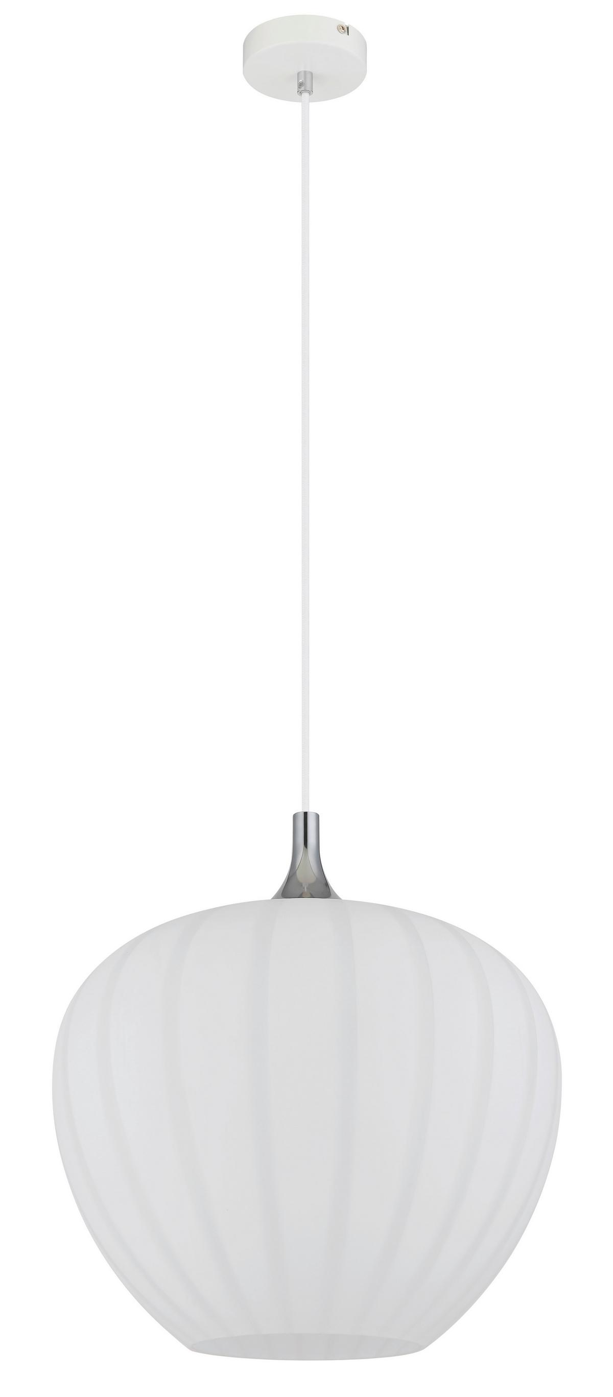 Hängeleuchte Maxy Weiß/Chromfarben max. 60 Watt - Chromfarben/Weiss, Konventionell, Glas/Metall (40/120cm) - Globo