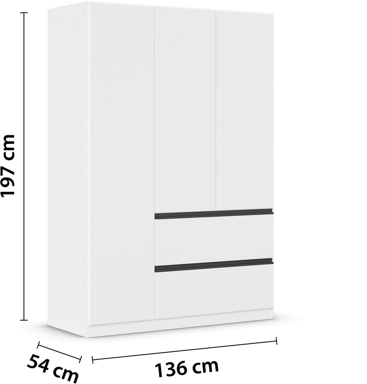 Omara S Klasičnimi Vrati Costa, Bela, Siva - siva/bela, Moderno, leseni material (136/197/54cm) - Rauch Möbel