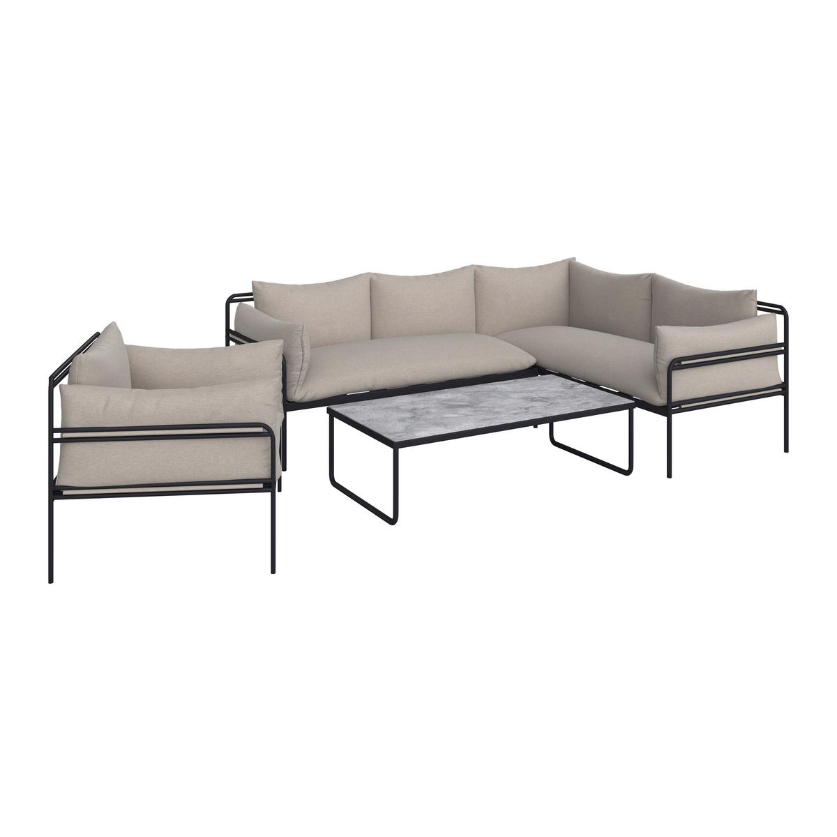 Kerti Garnitúra Anny - bézs/sötétszürke, Modern, Üveg/textil (218/170/72cm) - Bessagi Garden